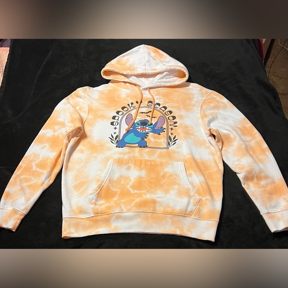 Disney Stitch Orange Tie-Dye Halloween Hoodie Unisex Med-Large